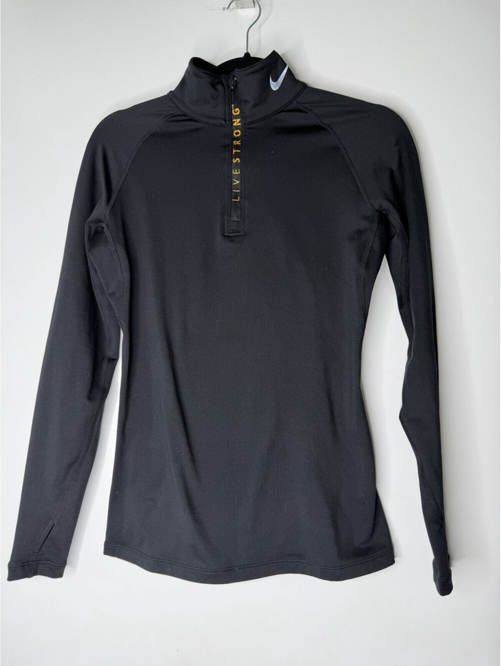 Nike Dri Fit Womens Small Black Live Strong Compression 1/4 Zip Pullover
